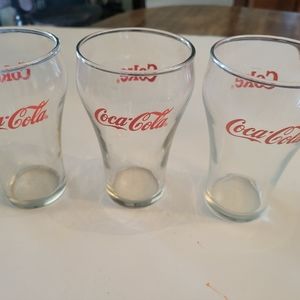 3 VINTAGE COCA COLA GLASSES